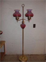 One - Cranberry Hobnail Student Type  Floor Lamp