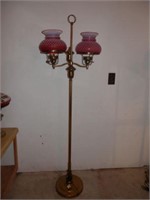 One-Cranberry Hobnail Student Floor Lamp