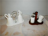 Group of 7 - White Hobnail Milk glass items