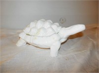 One-Lg White Milk Glass Turtle Covered Dish