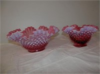 Group of 2 - Cranberry Hobanil fluted bowls