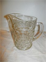One-Clear Glass Thumbprint Pitcher 8" H