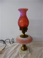 One - Cranberry Hobnail Lamp