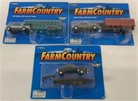 (3)Ertl Farm Country Trailers w/ Pickups