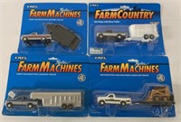 (4)Ertl Farm Country Trailers w/ Pickups