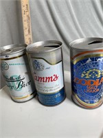 lot of 3 empty beer cans collectible