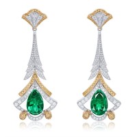 4.2ct Zambian Emerald 18Kt Gold Earrings