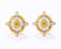 Natural Yellow Diamond 18Kt Gold Earrings