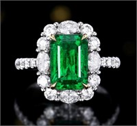 3.7ct Zambian Emerald 18Kt Gold Ring