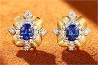 1ct Royal Blue Sapphire 18Kt Gold Earrings
