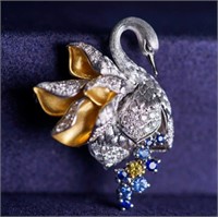 Natural Sapphire & Diamond 18Kt Gold Pendant