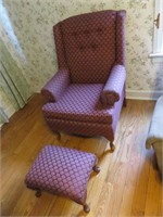 Burgundy Victorian Chair with matching stool