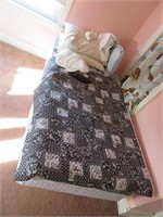 Twin bed frame, Serta box spring, Comforter