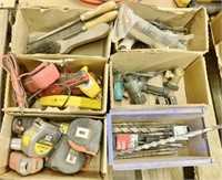 6 Boxes Tape Measures, Drill Bits, Files, others