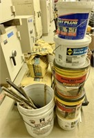 lot of Bags & Buckets of Cement & Stakes