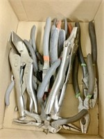Box of Vise Grips, Pliers, Cutters