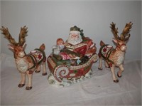 Group of 3 -Fitz And Floyd Santa & 2 Reindeers