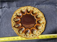 Brown Drip Glaze Ceramic Deviled Egg Plate