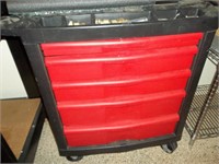 Rubbermaid rolling tool cart with tools