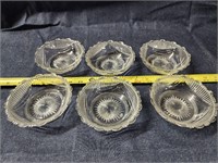 6 star burst fluted edge glass bowls