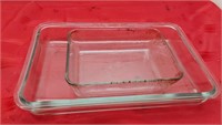 2 Rectangle Glass PYREX Dish/Container