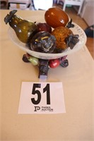 Glass Dish with Glass Fruit (R1)