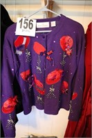 Ladies (Size Small) Red Hat Society Sweater (R3)