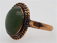 18 Kt. Gold & Green Stone Ring