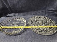 Vintage cut glass tray and dish