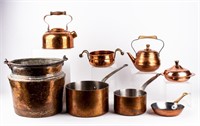 Lot Vintage Copper Cookware Teapots Bowls Pans