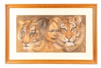 Art Original Pastel Painting Tiger Faces by Toby