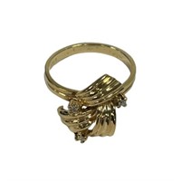 14k Gold Knots & Genuine Diamond Ring