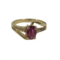 14k Gold Oval Natural 1.26ct Ruby & Diamond Ring
