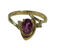 14k Gold Oval Natural 1.08ct Ruby & Diamond Ring