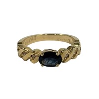 14k Gold 1.23ct Natural Blue Sapphire&diamond Ring