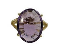 14k Gold Oval 9.30ct Natural Amethyst Ring