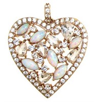 Stunning Opal, Morganite, & White Topaz Heart Pend