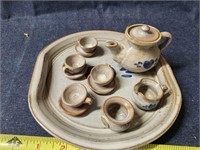 Owens pottery miniature tea set