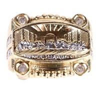 10K YELLOW GOLD LAST SUPPER ENGRAVING MEN'S RING