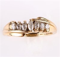 14K YELLOW GOLD MARQUISE DIAMOND RING - 0.15 CTW