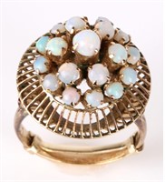 ANTIQUE 14K YELLOW GOLD OPAL LADIES GYPSY RING