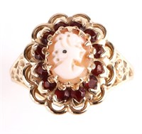 14K YELLOW GOLD CAMEO RUBY LADIES RING