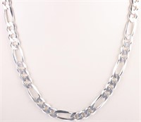 STERLING SILVER MEN'S FIGARO LINK CHAIN NECKLACE