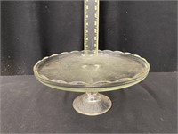 Vintage Glass Cake Pedestal w/ Gold Trim