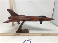 Wood fighter jet 18 inches long by 9 inches tall