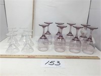 One set smoky pink goblets; one crystal set wheat