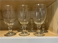 Lot of 6 Clear Glass Water Goblets
