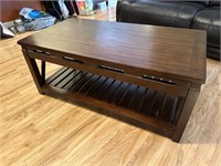 Wood Ornate Two Tiered Coffee Table