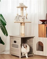 IVVIQQ Litter Box Enclosure with Cat Tree