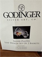 Godinger Silver Plated Leaf Design Baskets New